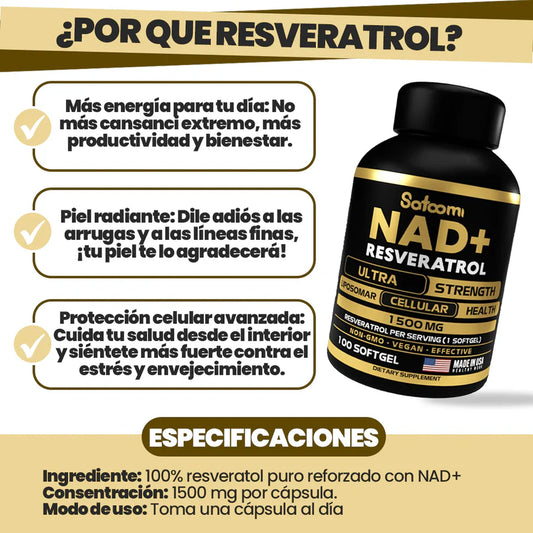 NAD + RESVERATROL™ 🍇🍷Juventud Activa en Cápsulas
