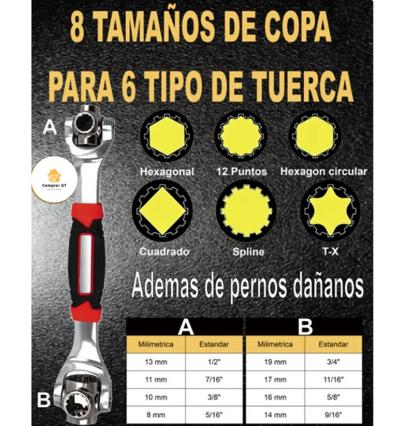 Llave Giratoria 360° Multifuncional (48 en 1)